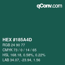カラーコード: HEX #185A4D | qconv.com