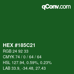 Farbcode: HEX #185C21 | qconv.com