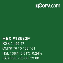 Color code: HEX #18632F | qconv.com