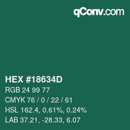 Color code: HEX #18634D | qconv.com