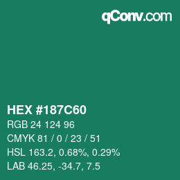 Color code: HEX #187C60 | qconv.com