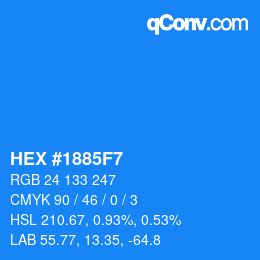 颜色代码: HEX #1885F7 | qconv.com