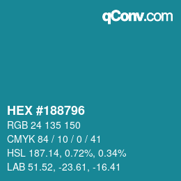 颜色代码: HEX #188796 | qconv.com