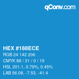 Color code: HEX #188ECE | qconv.com