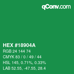 Color code: HEX #18904A | qconv.com