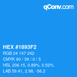 Color code: HEX #1893F2 | qconv.com