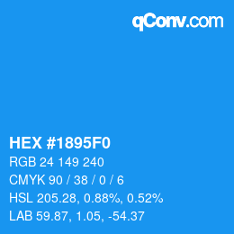 Color code: HEX #1895F0 | qconv.com