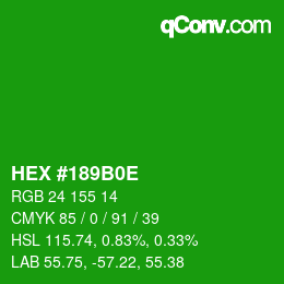 Color code: HEX #189B0E | qconv.com