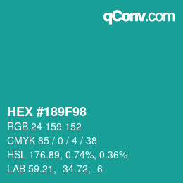 Color code: HEX #189F98 | qconv.com