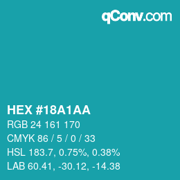 Color code: HEX #18A1AA | qconv.com