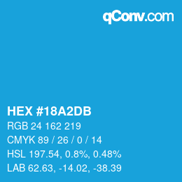 カラーコード: HEX #18A2DB | qconv.com