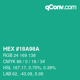 Color code: HEX #18A98A | qconv.com