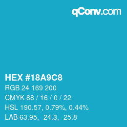 カラーコード: HEX #18A9C8 | qconv.com