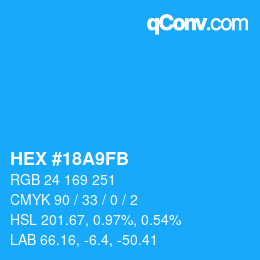 Color code: HEX #18A9FB | qconv.com