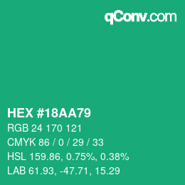 Color code: HEX #18AA79 | qconv.com