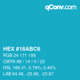 Color code: HEX #18ABC6 | qconv.com