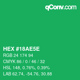 Color code: HEX #18AE5E | qconv.com