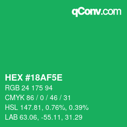 颜色代码: HEX #18AF5E | qconv.com