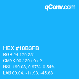 Color code: HEX #18B3FB | qconv.com