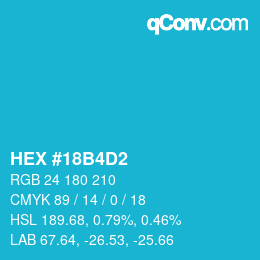 カラーコード: HEX #18B4D2 | qconv.com