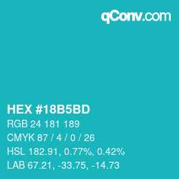 Color code: HEX #18B5BD | qconv.com