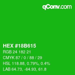 Color code: HEX #18B615 | qconv.com