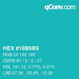 Color code: HEX #18B6B9 | qconv.com