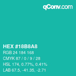 Color code: HEX #18B8A8 | qconv.com