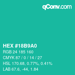Color code: HEX #18B9A0 | qconv.com