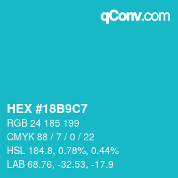 Color code: HEX #18B9C7 | qconv.com