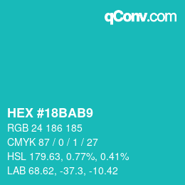 Color code: HEX #18BAB9 | qconv.com