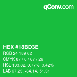 Color code: HEX #18BD3E | qconv.com