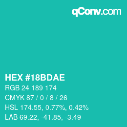 Color code: HEX #18BDAE | qconv.com