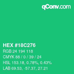 Color code: HEX #18C276 | qconv.com