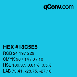 カラーコード: HEX #18C5E5 | qconv.com