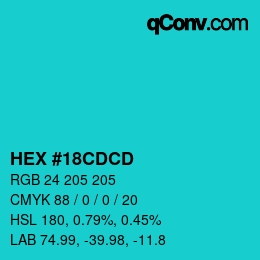 Color code: HEX #18CDCD | qconv.com