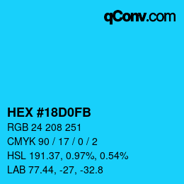 Color code: HEX #18D0FB | qconv.com
