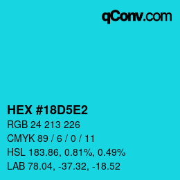 颜色代码: HEX #18D5E2 | qconv.com