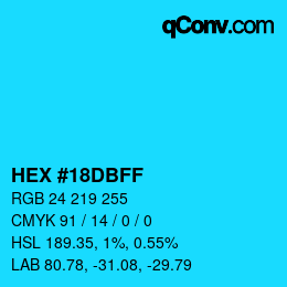 Color code: HEX #18DBFF | qconv.com