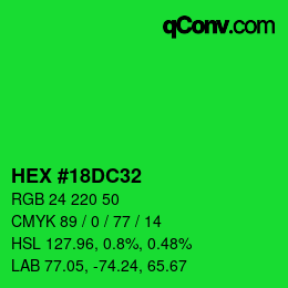 Color code: HEX #18DC32 | qconv.com