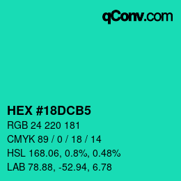 Color code: HEX #18DCB5 | qconv.com