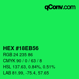 Color code: HEX #18EB56 | qconv.com