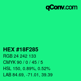 Color code: HEX #18F285 | qconv.com