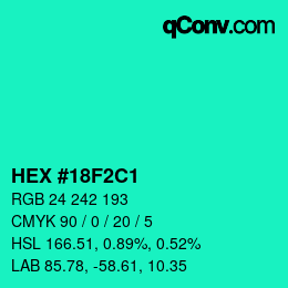 Color code: HEX #18F2C1 | qconv.com