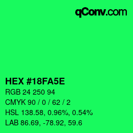 Color code: HEX #18FA5E | qconv.com
