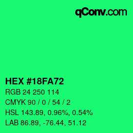 Color code: HEX #18FA72 | qconv.com