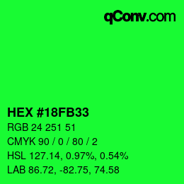 Color code: HEX #18FB33 | qconv.com