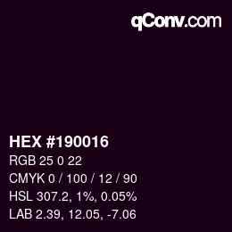 颜色代码: HEX #190016 | qconv.com