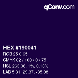 カラーコード: HEX #190041 | qconv.com