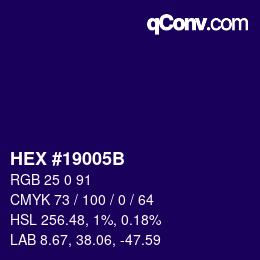 Color code: HEX #19005B | qconv.com